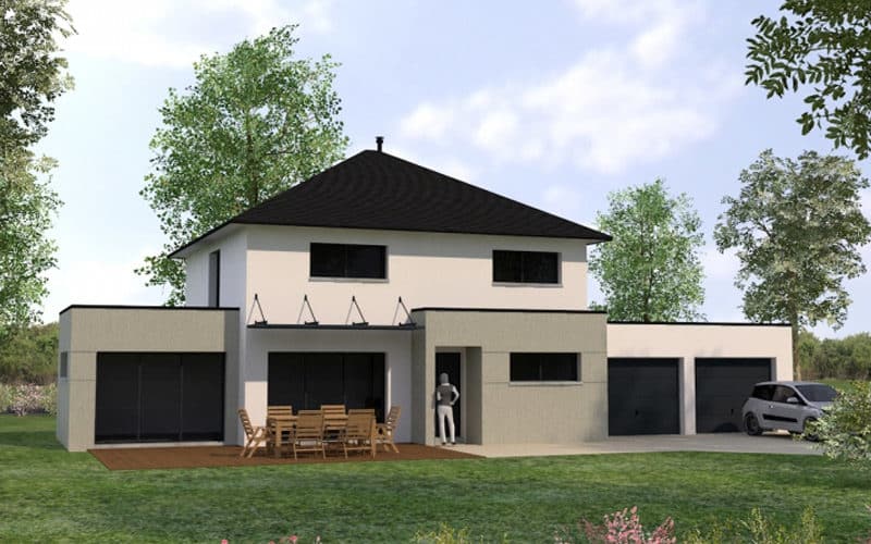 Projet maison contemporaine avec double garage