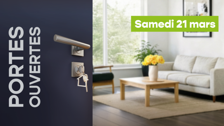 Texte de portes ouvertes avec visuel d'un intérieur d'appartement