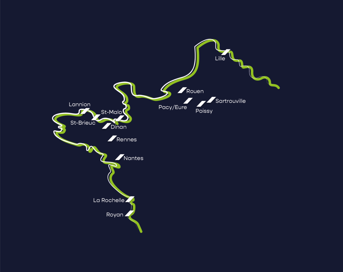 Carte des agences du grand ouest de la France